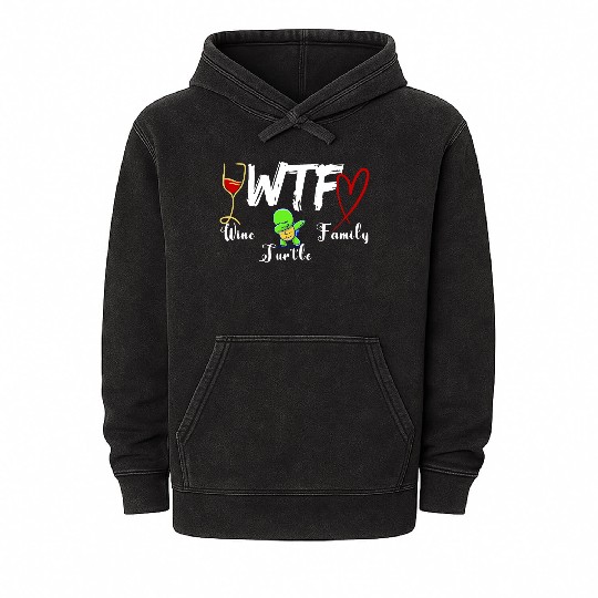 WTF Wine Turtle Family Mineral Wash Hoodies