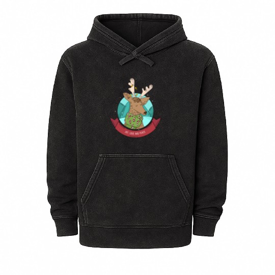 Cozy Reindeer Christmas Cheer Mineral Wash Hoodies