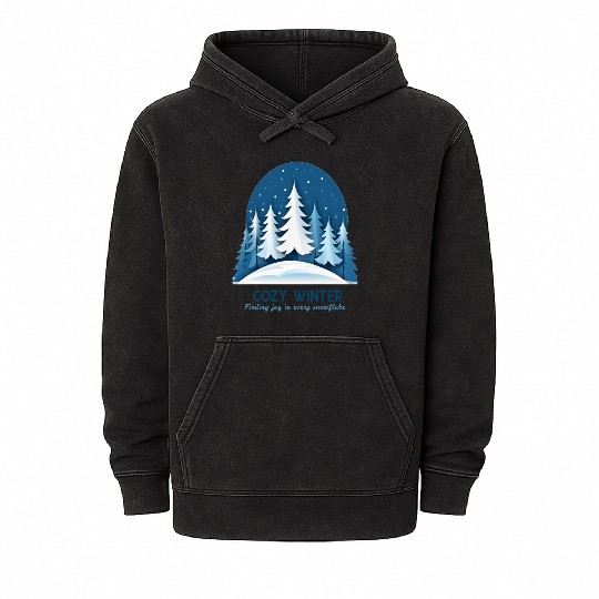 "Cozy Winter - Finding Joy in Every Snowflake" Mineral Wash Hoodies