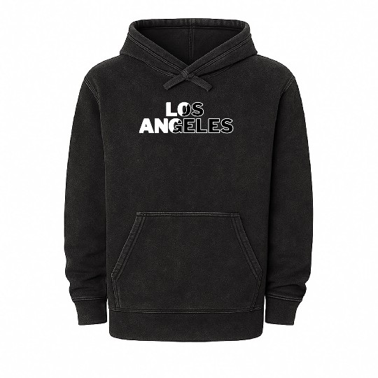 Los Angeles Black n White Mineral Wash Hoodies