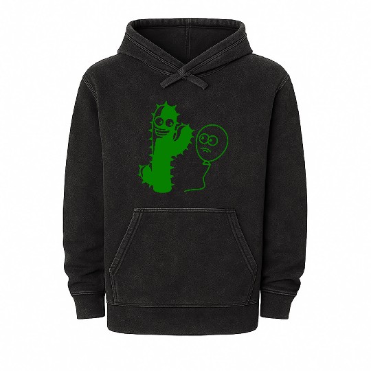 Cactus Balloon Friends Handshake Greeting Spikes Mineral Wash Hoodies