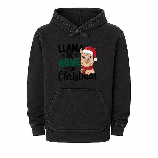 Llama Be Home for Christmas Mineral Wash Hoodies