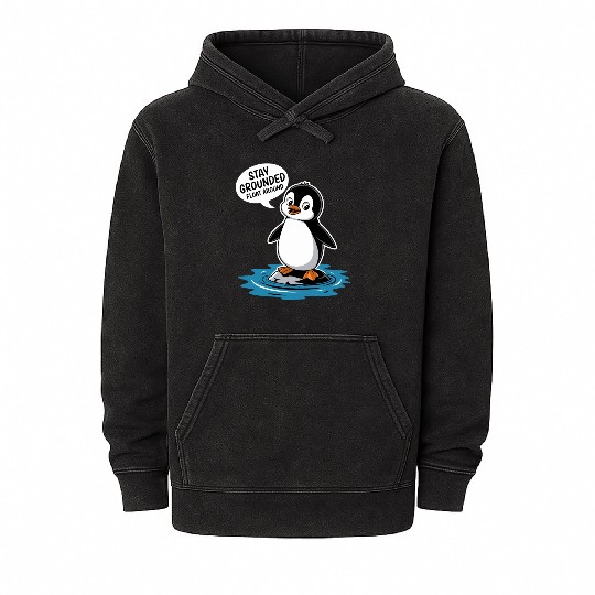 Stay Grounded Float Around Mindfulness Penguin Mineral Wash Hoodies