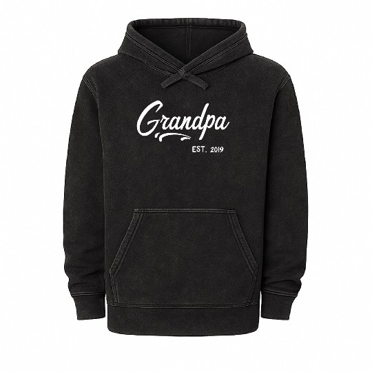 Grandparents Grandpa Established 2019 Grandfather Mineral Wash Hoodies