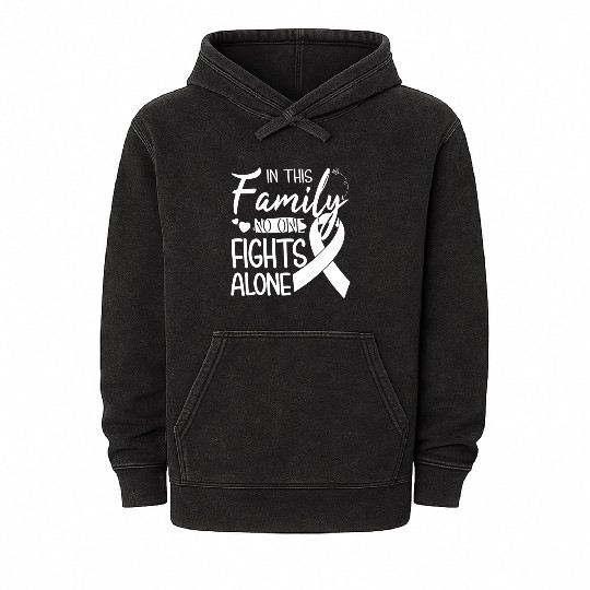 No one fights alone Lung Cancer Awareness Month Mineral Wash Hoodies