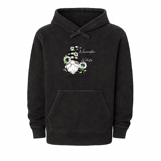 In November We Wear White for Lung Cancer Gnome Mineral Wash Hoodies