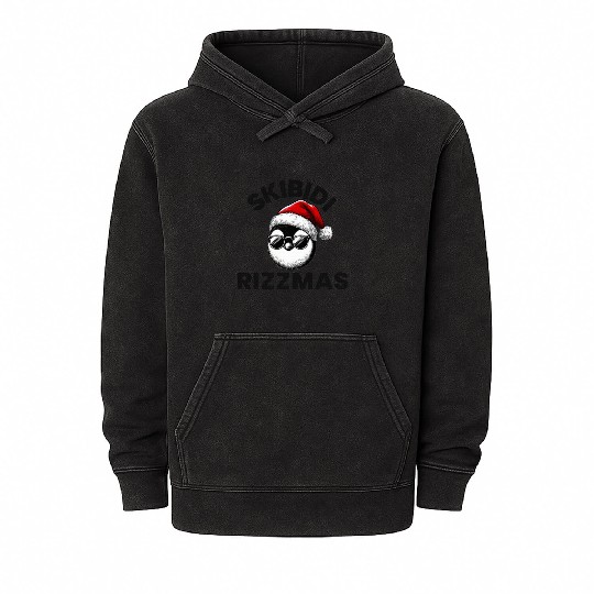 Skibidi Rizzmas Funny Gen Alpha Slang Christmas Mineral Wash Hoodies