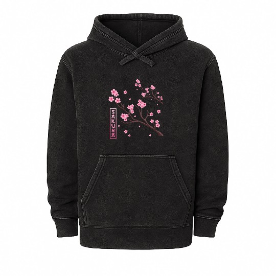 Cherry Blossom Japan Harajuku Manga Japan Sakura Mineral Wash Hoodies