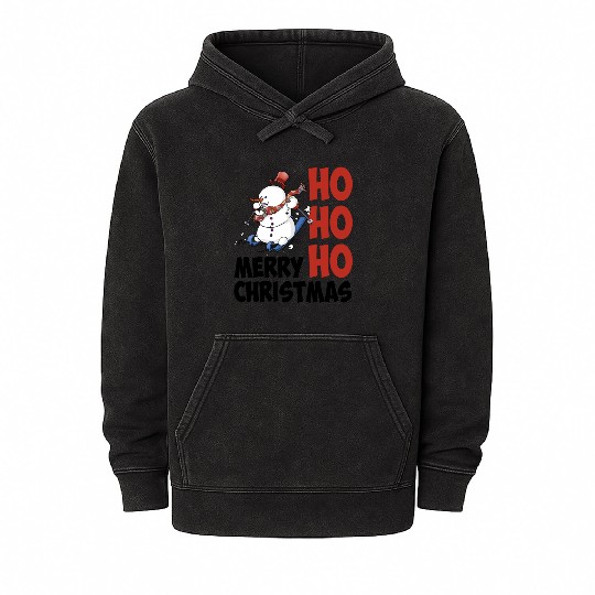 HoHoHo merry christmas, the skiing snowman Mineral Wash Hoodies