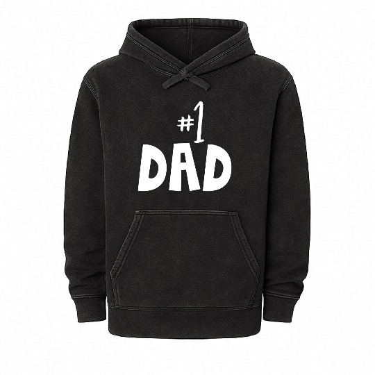 Father Number 1 Daddy Dad Papa Fathers Day Mineral Wash Hoodies
