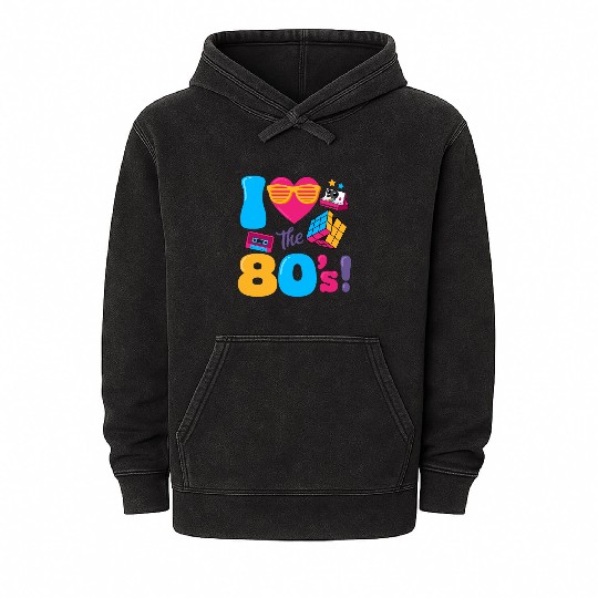 I Heart The 80's Classic 80s Retro Vintage 1980 Mineral Wash Hoodies