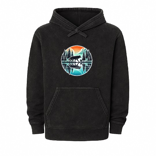 wolf forest Reflection Scenic Wilderness lovers Mineral Wash Hoodies