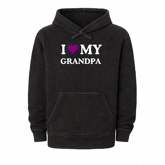 I love my grandpa purple Alzheimer's awareness Mineral Wash Hoodies