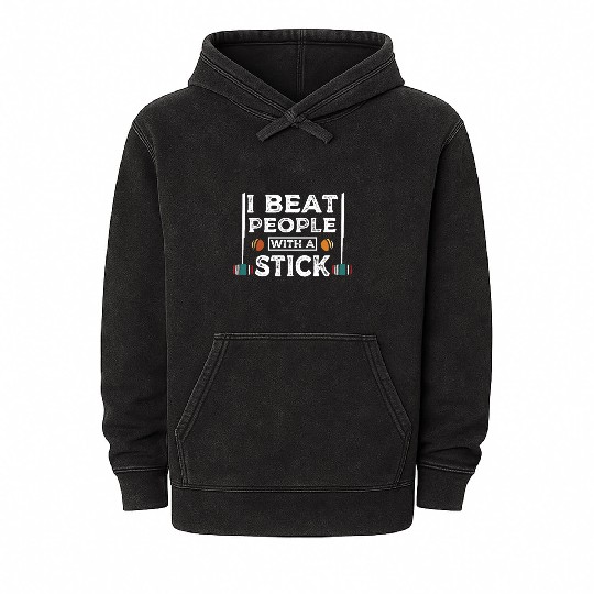 I beat people with a stick Croquet player Mineral Wash Hoodies