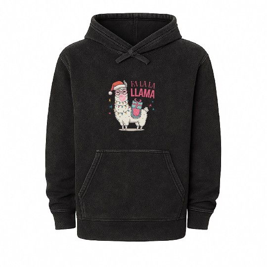 Christmas Llamas, Fa La La Llama Mineral Wash Hoodies