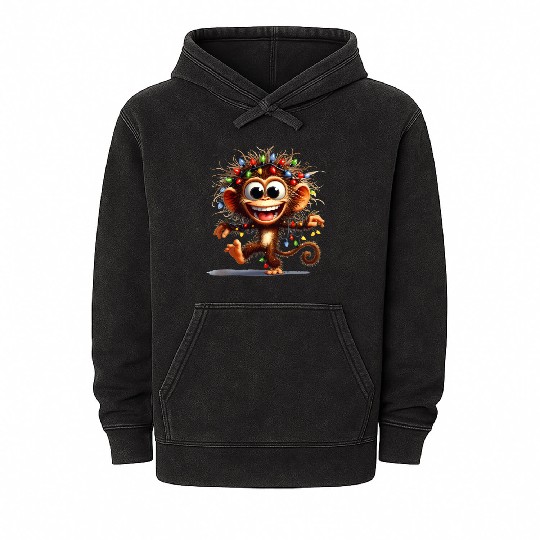 Christmas Merry Christmas For Gift Monkey Mineral Wash Hoodies