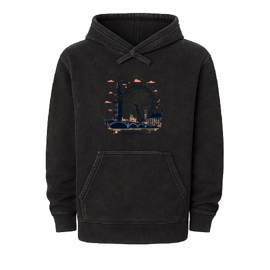 London Landmarks Time for Tea Mineral Wash Hoodies