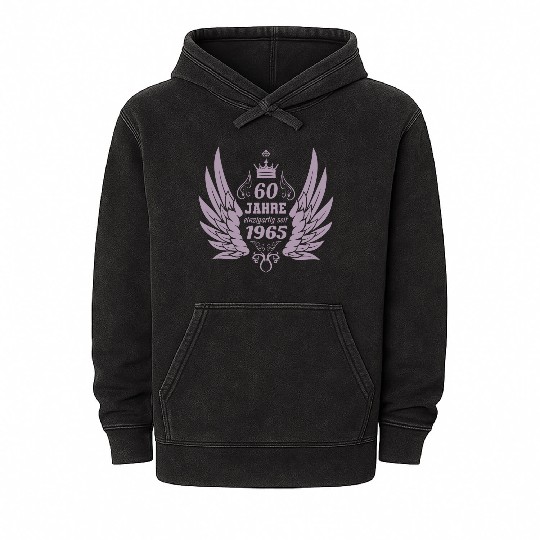 60 years unique since 1965 angel wings Mineral Wash Hoodies