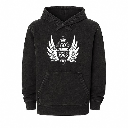 60 years unique since 1965 angel wings Mineral Wash Hoodies