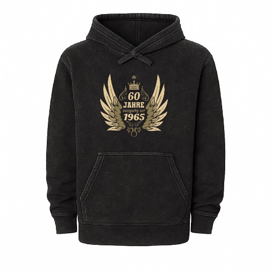 60 years unique since 1965 angel wings Mineral Wash Hoodies