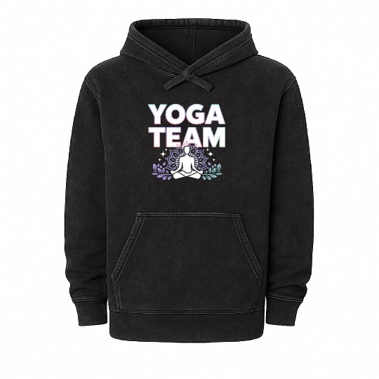 Meditative Lifestyle Yoga Enthusiasts Icon Design Mineral Wash Hoodies