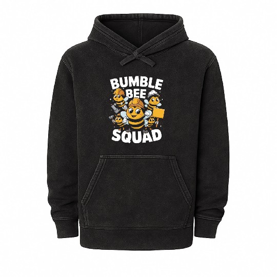 Fun Bumblebee Squad Cartoon Art Mineral Wash Hoodies