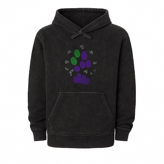 AroAce Cat Paw Prints Mineral Wash Hoodies