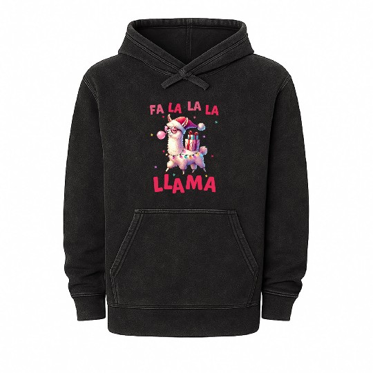 Fa La La La Llama, Merry Christmas Mineral Wash Hoodies