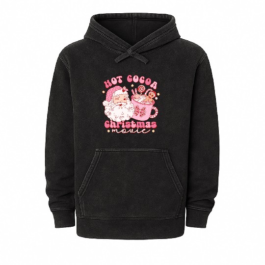 Hot cocoa Christmas movie Mineral Wash Hoodies