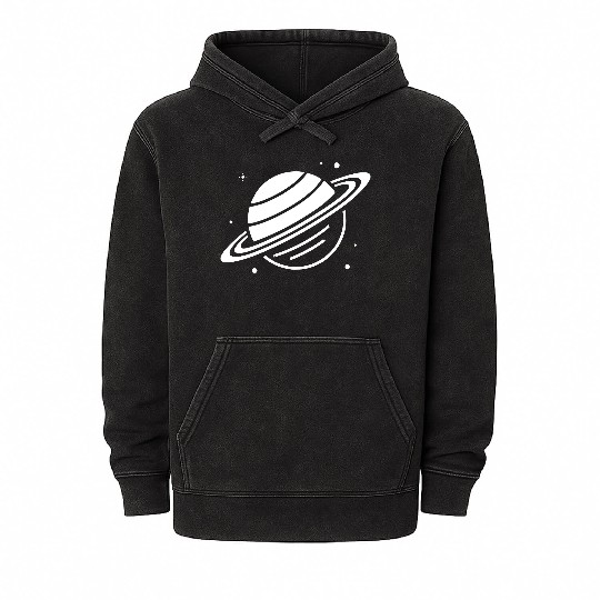 Minimalistic Saturn Planet Space Vector path34 Mineral Wash Hoodies