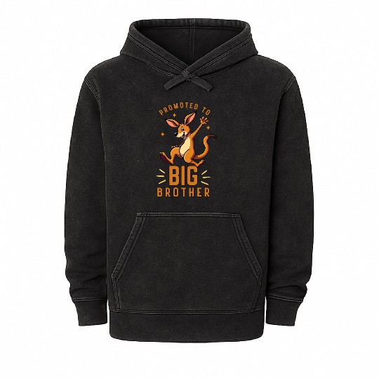 Promoted to Big Brother - Funny Kangaroo Australia Mineral Wash Hoodies