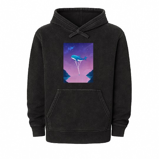 Whale's Dance in the Galaxy Mineral Wash Hoodies