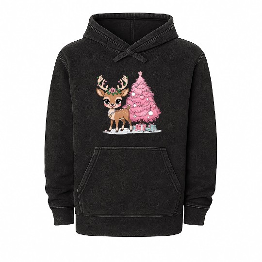 Coquette Christmas Reindeer Mineral Wash Hoodies