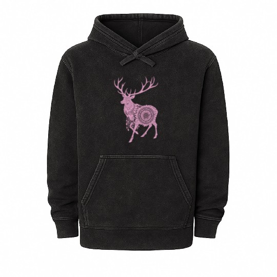 Mandala Hirsch Deer Mystical Madalas Mineral Wash Hoodies