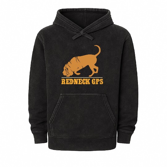 Redneck GPS | Funny Bloodhound | NickerStickers® Mineral Wash Hoodies