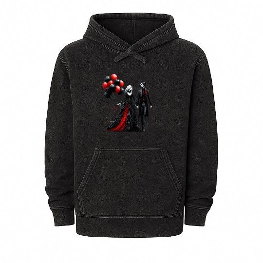Black Gnomes Valentines Day Mineral Wash Hoodies