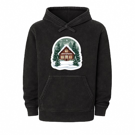 Cozy Cabin in Winter Wonderland Mineral Wash Hoodies