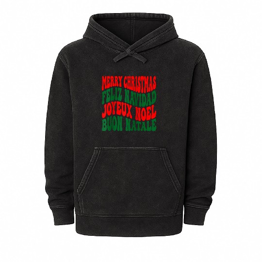 Merry christmas feliz navidad joyeux noel Mineral Wash Hoodies