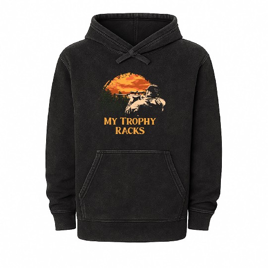 My Trophy Racks Hunting Deer Hunter Elk Bowhunting Mineral Wash Hoodies