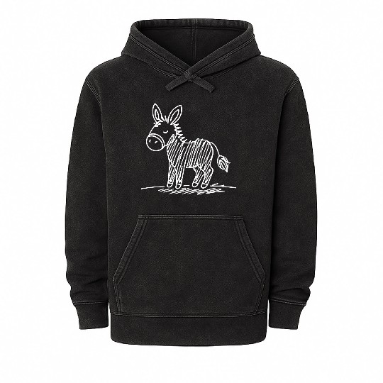 Minimalistic Vector Donkey Vegan Art path1 Mineral Wash Hoodies