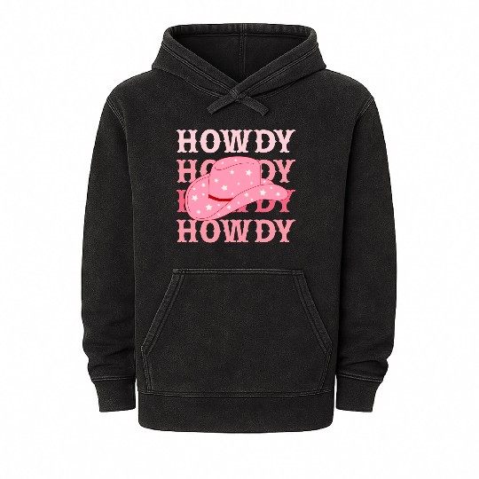 Howdy Cowboy Star Hat Mineral Wash Hoodies