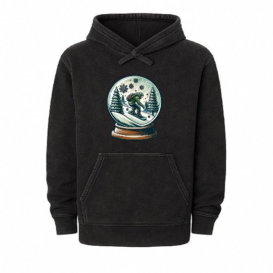 Snowboarding Adventure in Winter Wonderland Mineral Wash Hoodies
