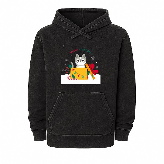 Meowy Christmas Surprise! Mineral Wash Hoodies