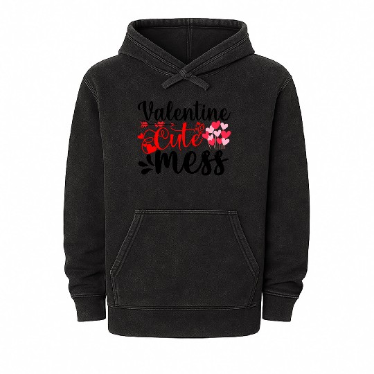 Valentine Cute Mess Mineral Wash Hoodies