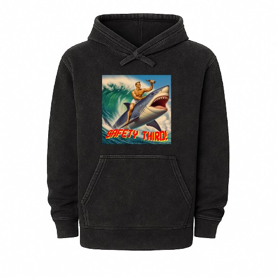 Retro Safety Third Shark Rodeo Mineral Wash Hoodies