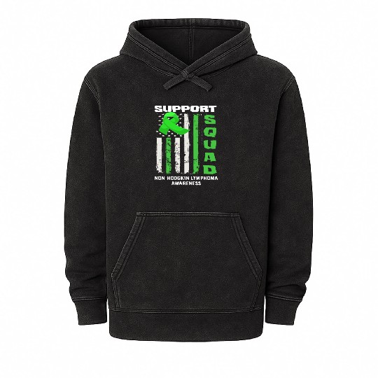 Non-Hodgkin Lymphoma Awareness Support Squad Mineral Wash Hoodies