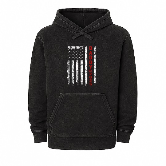 Patriotic Dad Promoted To Daddy Est 2025 Mineral Wash Hoodies