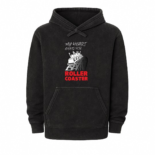 My Heart Beats for Roller Coaster Mineral Wash Hoodies
