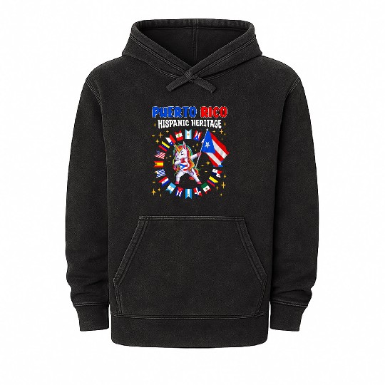 Hispanic Heritage Month Puerto Rico Kids Mineral Wash Hoodies