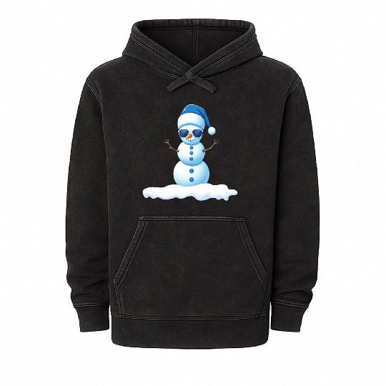 Cute Little Cool Snowman Mineral Wash Hoodies
